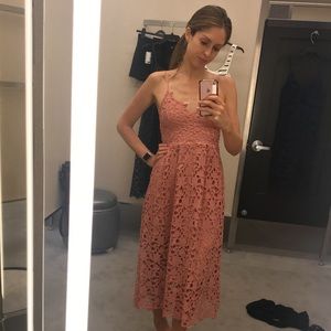 ASTR lace a-line midi dress